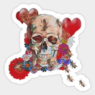 Flower Power Skull Sticker